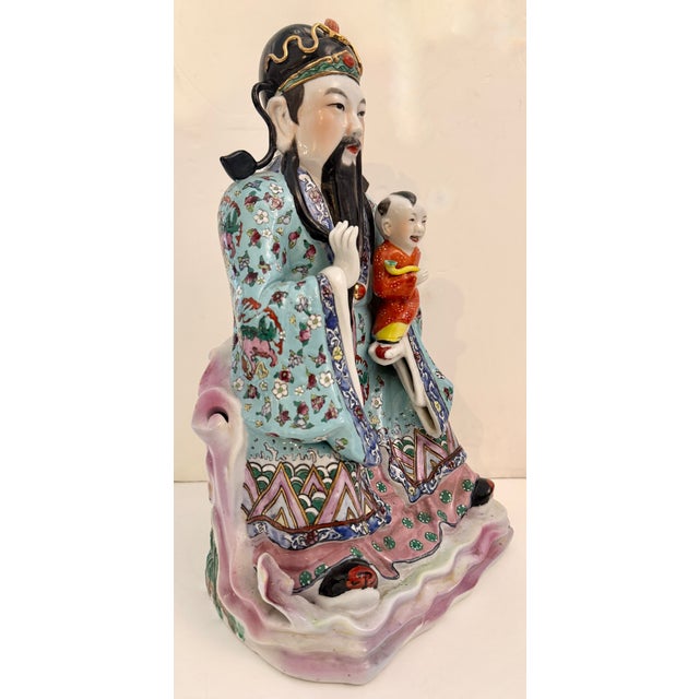 Chinese Large Early 20th Century Porcelain Statue of Fu For Sale - Image 3 of 8