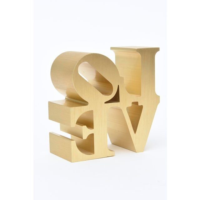 Metal Vintage Robert Indiana Brass Love Sculpture Paperweight 1970's For Sale - Image 7 of 8