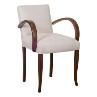 Mid-20th Century French Wood and Linen Side Chair For Sale