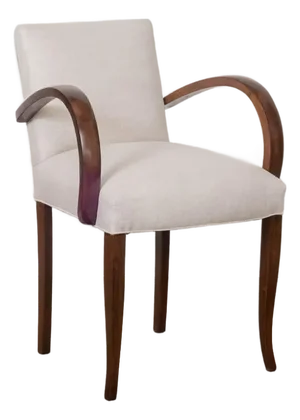 Mid-20th Century French Wood and Linen Side Chair