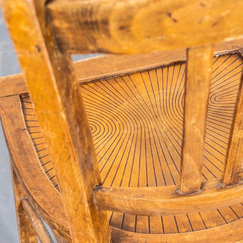 These chairs date from the 1950s, a simple classic farmhouse shape, with rich character and a warm honey oak colour. The...
