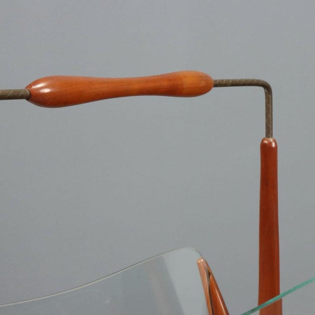 Vintage Magazine Rack in Curved Wood and Glass, 1950s For Sale - Image 4 of 8