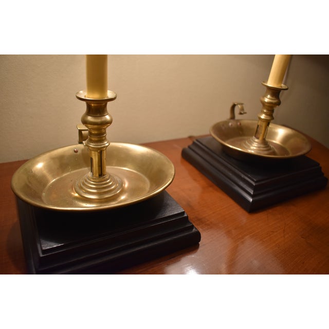 19th Century Large English Brass Chamber Stick Lamps - a Pair For Sale In Minneapolis - Image 6 of 8
