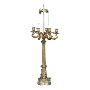 Antique Neoclassical Gilt Bronze Candelabra Now a Designer Lamp