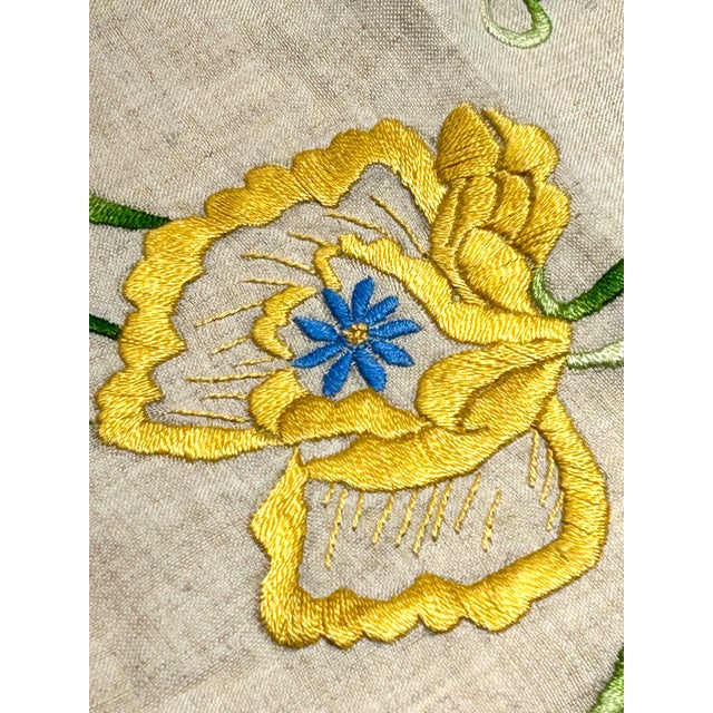 Traditional Vintage Embroidery Pillow For Sale - Image 3 of 6