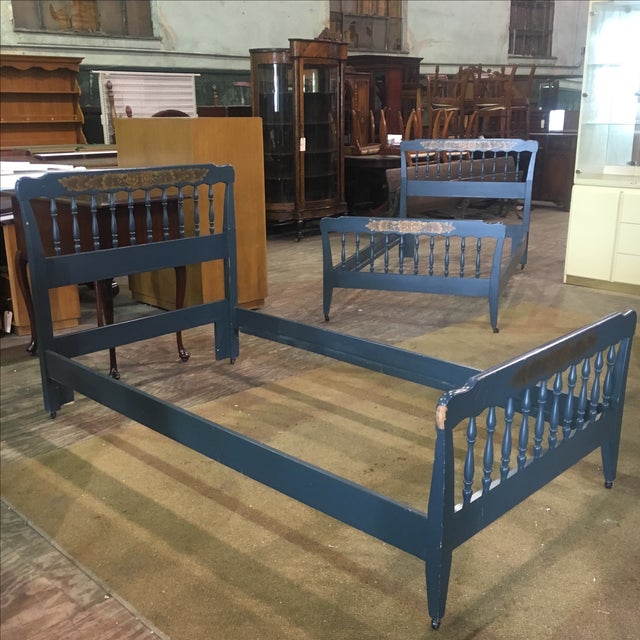Vintage Hitchcock Blue Twin Bed Chairish