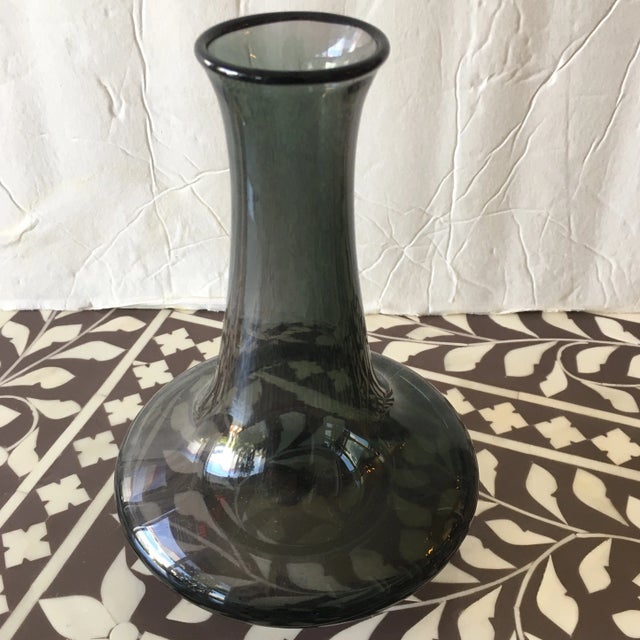 Smoke Glass Shapely Vase For Sale - Image 4 of 7