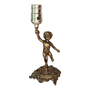 Vintage 1950's Brass Victorian Cherub Table Lamp