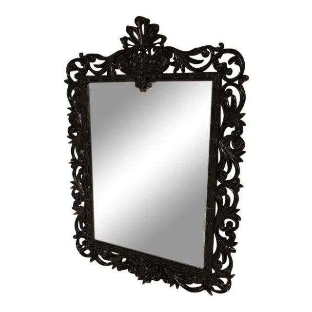 Friedman Brothers #7244 Monumental Black Lacquer Fancy Mirror For Sale - Image 10 of 10