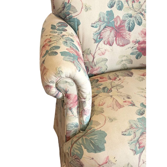 1990s Highland House Floral Slipcovered Swivel Armchair With Skirt & Casters For Sale - Image 10 of 12