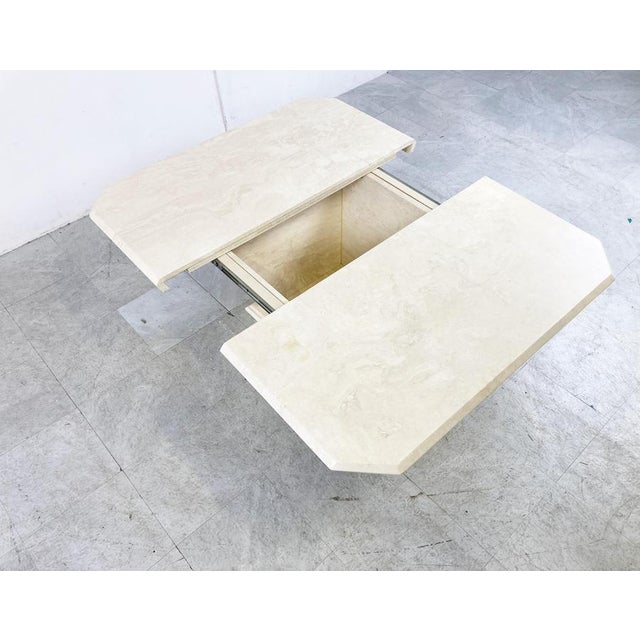 Ivory Vintage Travertine Hidden Bar Coffee Table, 1970s For Sale - Image 8 of 11