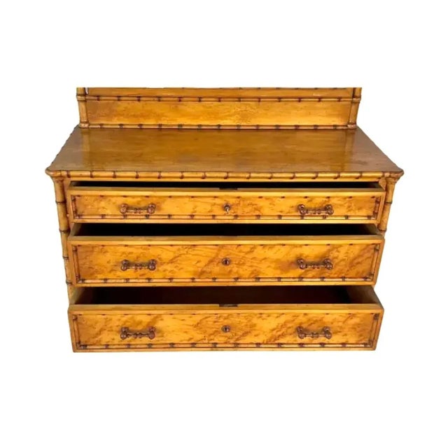 R. J. Horner & Co. Bird's Eye Maple and Faux Bamboo Dresser Commode For Sale - Image 4 of 12