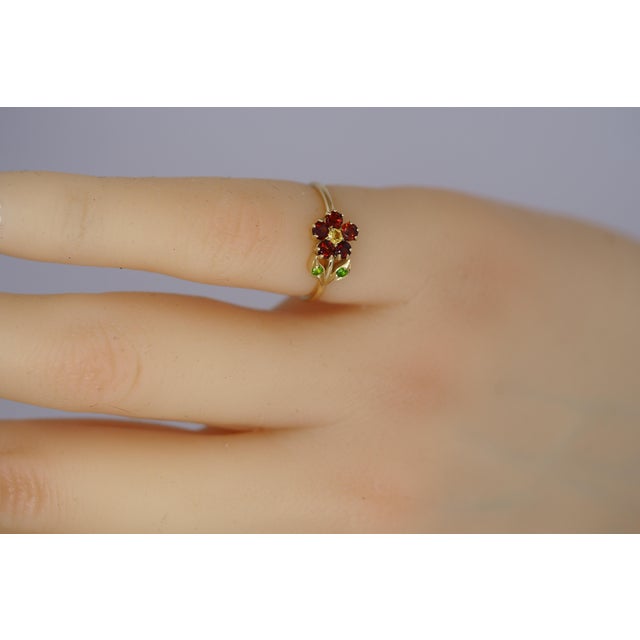 Rainbow Gemstones Flower Ring in 14k Gold For Sale - Image 6 of 8