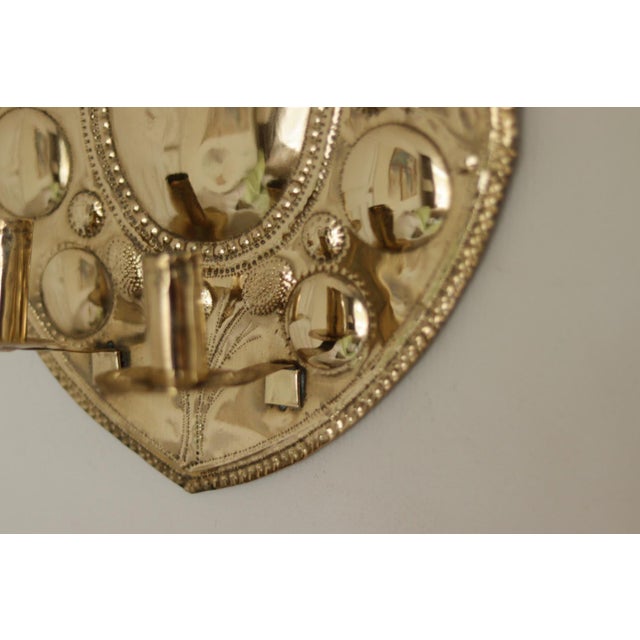 Gold Mid-Century Baroque Swedish Brass Sconces, Set of 2 For Sale - Image 8 of 12