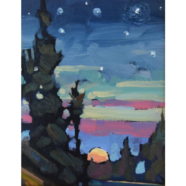 Rustic European William Hawkins Moonlight Landscape Painting Including the Antiqued Gold Wood Frame For Sale - Image 3 of 5