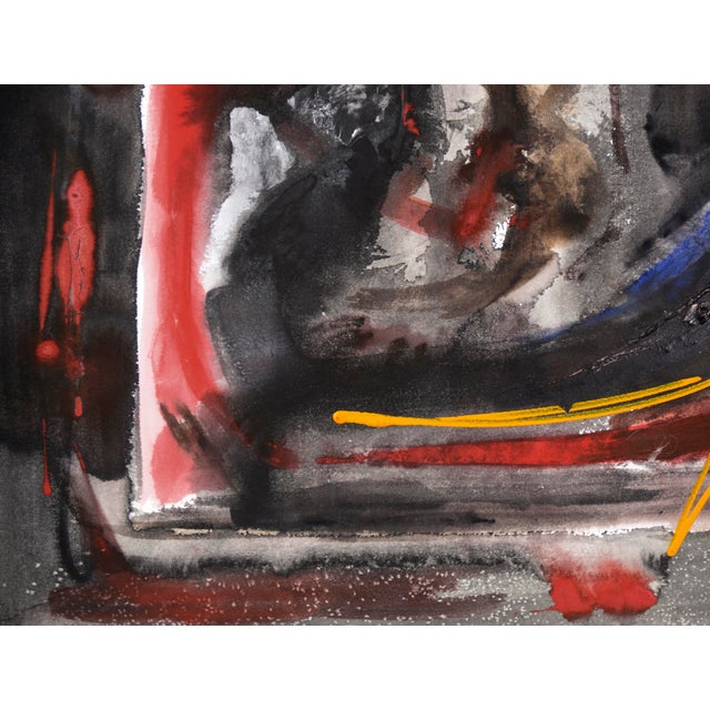 Abstract Expressionism Primary Colors Abstract Expressionist - Mixed Media on Paper by Ricardo De Silva For Sale - Image 3 of 5