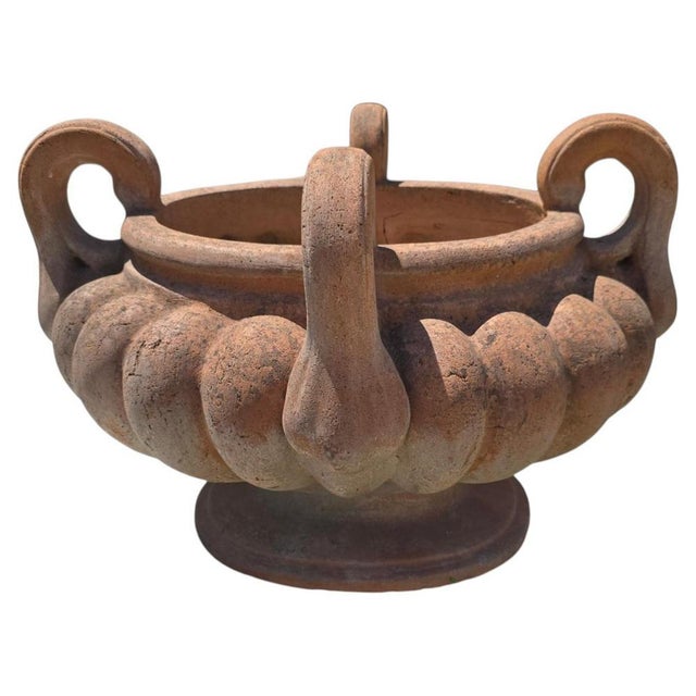 Italian Lobed Terracotta Krater with Handles, 1950 For Sale - Image 11 of 11