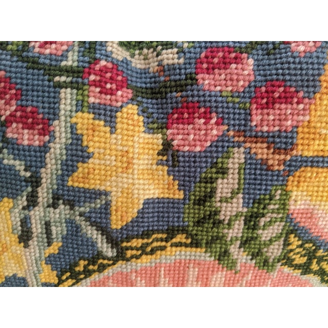 Vintage Mid Century Horticulture Tropical Fruit Needlepoint Tapestry Pillows -a Pair For Sale - Image 9 of 12