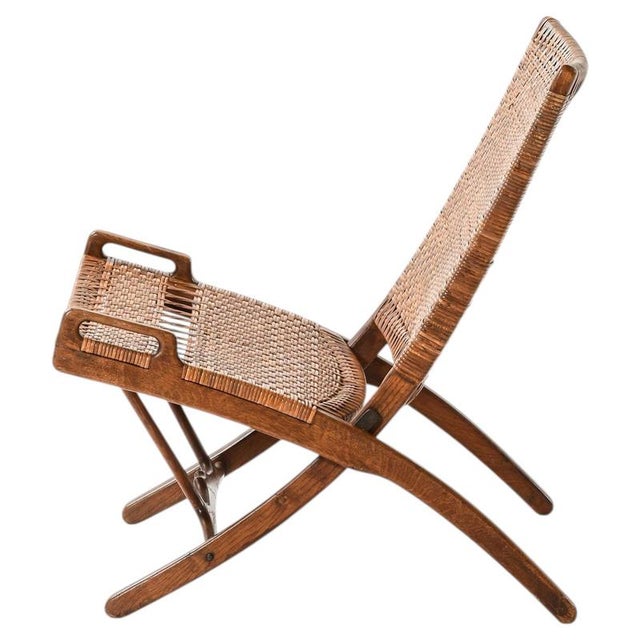 Beige JH-512 Folding Chair in Cane and Oak attributed to Hans Wegner, 1950 For Sale - Image 8 of 8