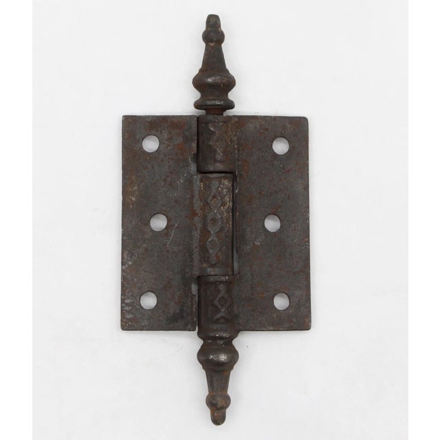 This Victorian style door hinge is made of cast iron with steeple tips, three knuckles, and a template hole pattern. The...