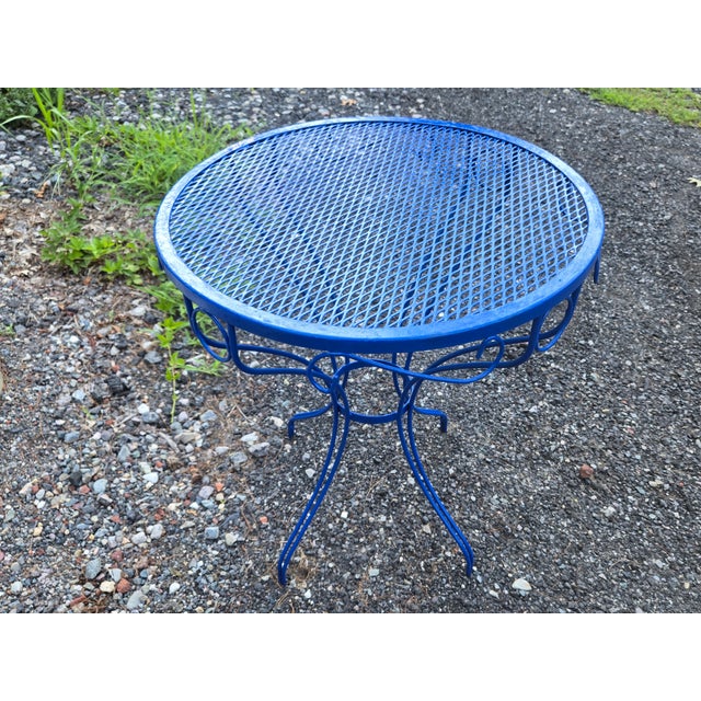 Vintage Wrought Iron Patio Set Painted Ford Blue, 3 Pieces For Sale - Image 18 of 18