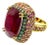 Bochic “Capri” Vintage Ruby, Emerald & Diamond Ring Set 18K Gold & Silver For Sale