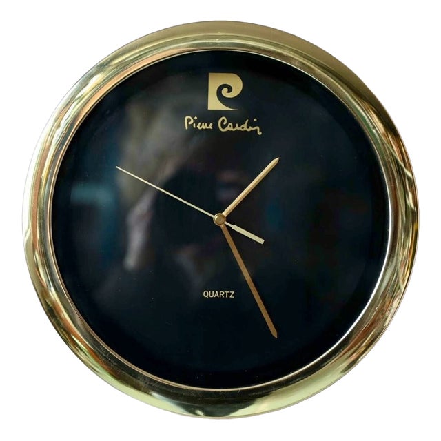 Vintage Wall Clock in Gold Brass by Pierre Cardin, 1980s For Sale