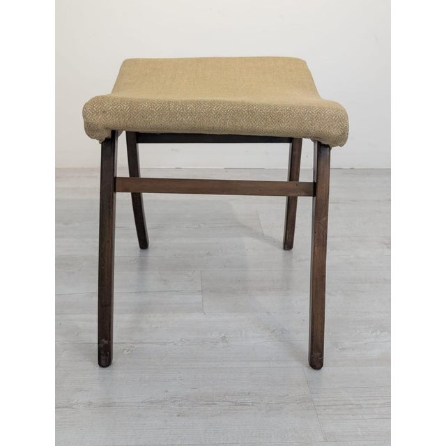 Vintage Pouf in Fabric and Wood, 1960s For Sale - Image 9 of 12