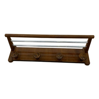 Wooden Wall-Mounted Coat Rack and Hat Rack, 1960s For Sale