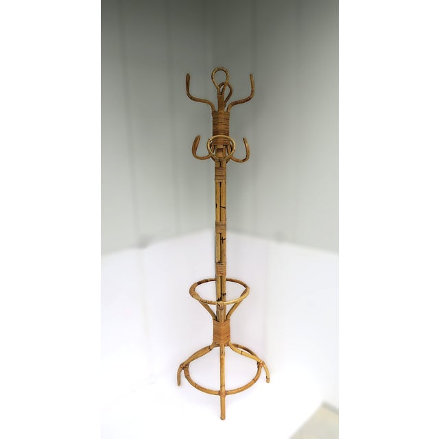 Wicker Bamboo Coat Rack Stand For Sale - Image 4 of 10