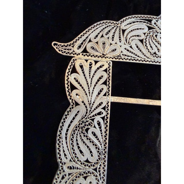 Vintage Persian Silver Filigree Wedding Frame, Large For Sale - Image 9 of 14