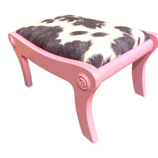 Vintage Art Deco Newly Lacquered Pink Footstool For Sale