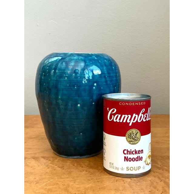 Mid-Century Modern Vintage Glazed Ceramic Vase For Sale - Image 3 of 12