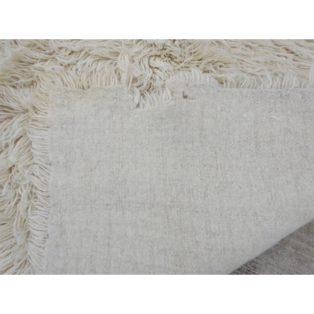 Midcentury Turkish Flokati Natural Undyed Wool Rug For Sale - Image 4 of 10