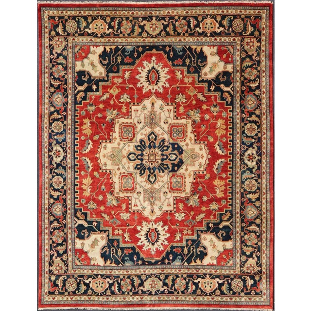 Large Hand-Knotted Serapi-Heriz With Geometric Medallion Design by Keivan Woven Arts For Sale - Image 12 of 12