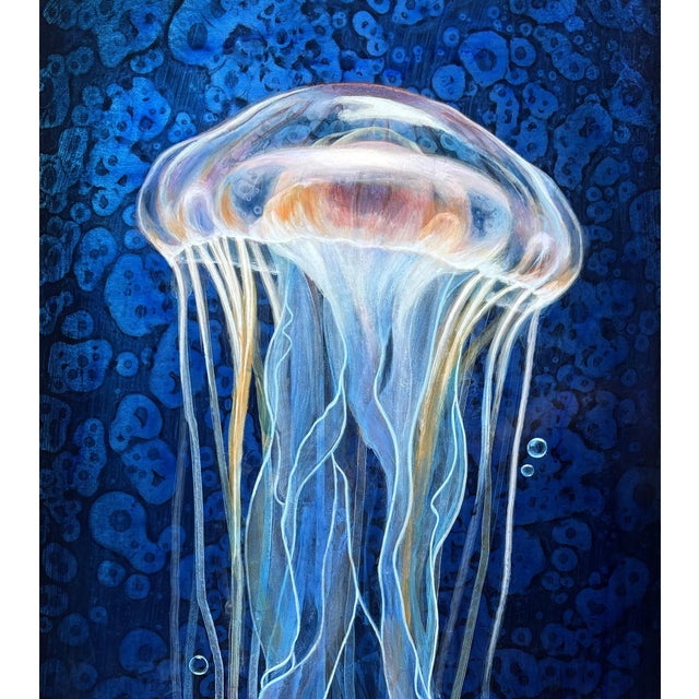 Contemporary Stellar Sea by Stacy D'Aguiar | Acrylic on aluminum finished with resin Jellyfish in a cosmic setting For Sale - Image 3 of 5