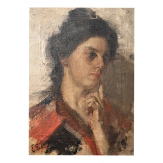 Emilio Gola, Portrait of a Woman, 1800s, Oil on Canvas For Sale