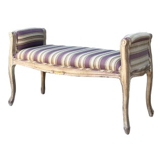 Vintage Louis XV Striped Bench For Sale