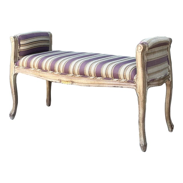 Vintage Louis XV Striped Bench For Sale