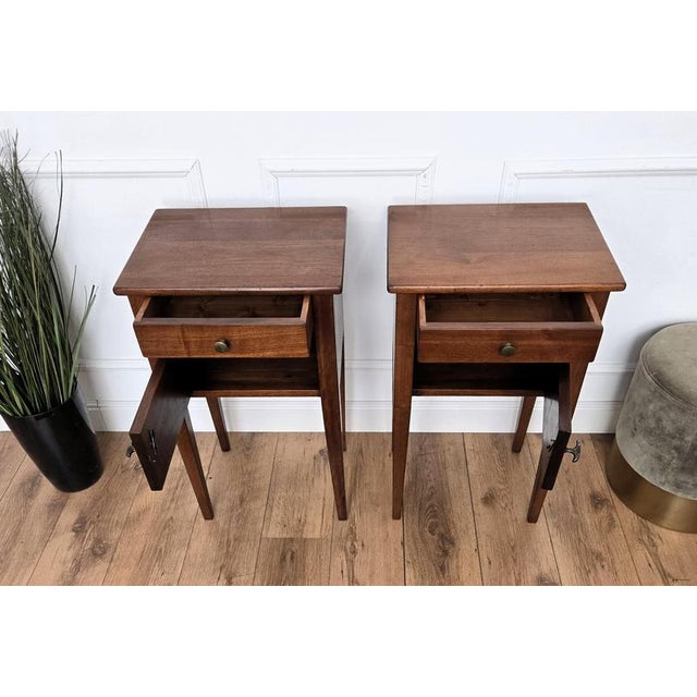 Italian Rustic Wood Nightstands, Tuscany, 1950s, Set of 2 For Sale - Image 10 of 11