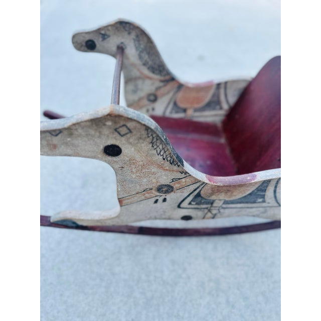 1940s Vintage Hand Crafted Folk Art Rocking Horse For Sale - Image 5 of 5