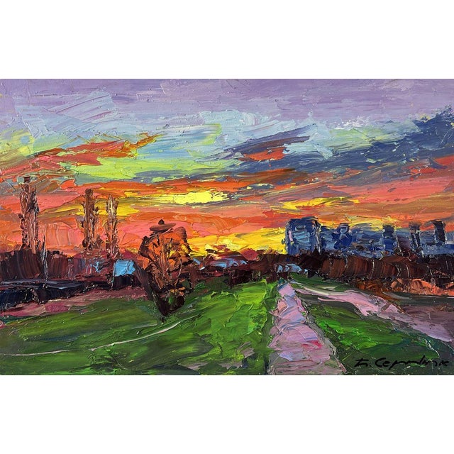 Oil Painting Evening Descended Over the Road Boris Serdyuk For Sale