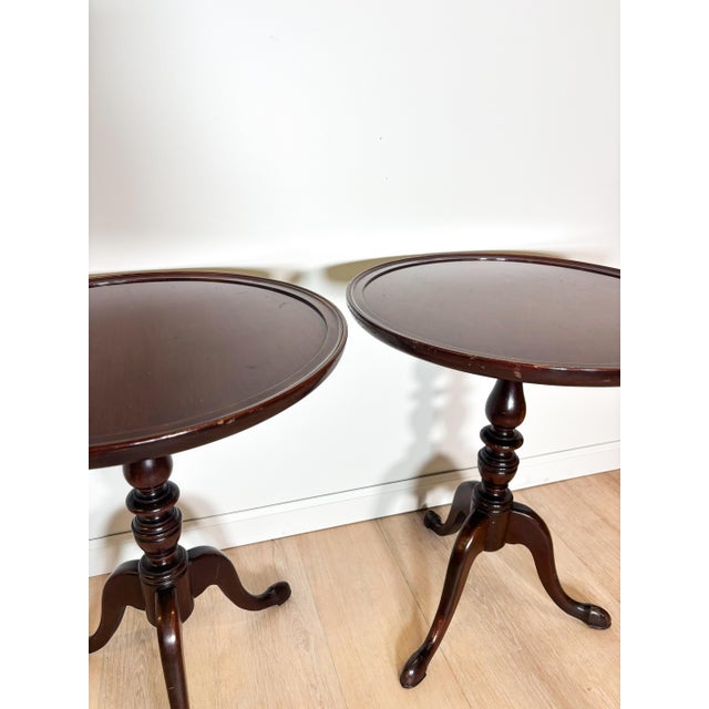 Wood Vintage Mahogany Pedestal Tables by Brandt For Sale - Image 7 of 9