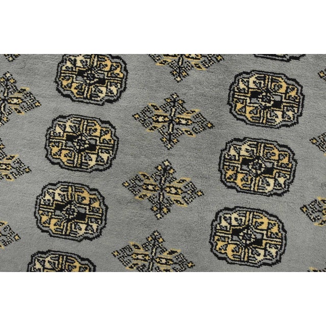 Textile Bokhara Rug 9’1” X 11’11” Gray Wool Tribal Hand-Knotted Oriental Carpet For Sale - Image 7 of 13