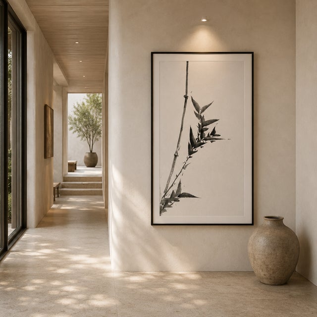 Black Hokusai Bamboo Study, Vintage Japanese Art Print, 24" X 36" For Sale - Image 8 of 11