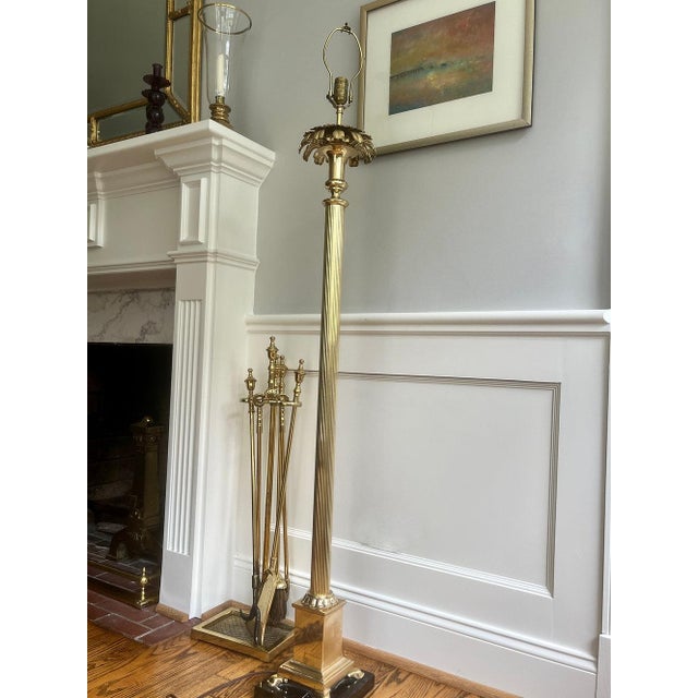 Mid 20th Century Mid 20th Century Mid Century Modern Palm Beach Regency Style Brass Palm Tree Floor Lamp For Sale - Image 5 of 12