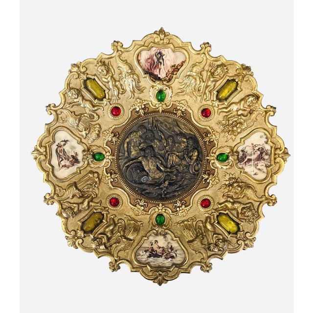 Large Gilt Bronze Medallion Plate with Putti, 1880 For Sale - Image 10 of 10