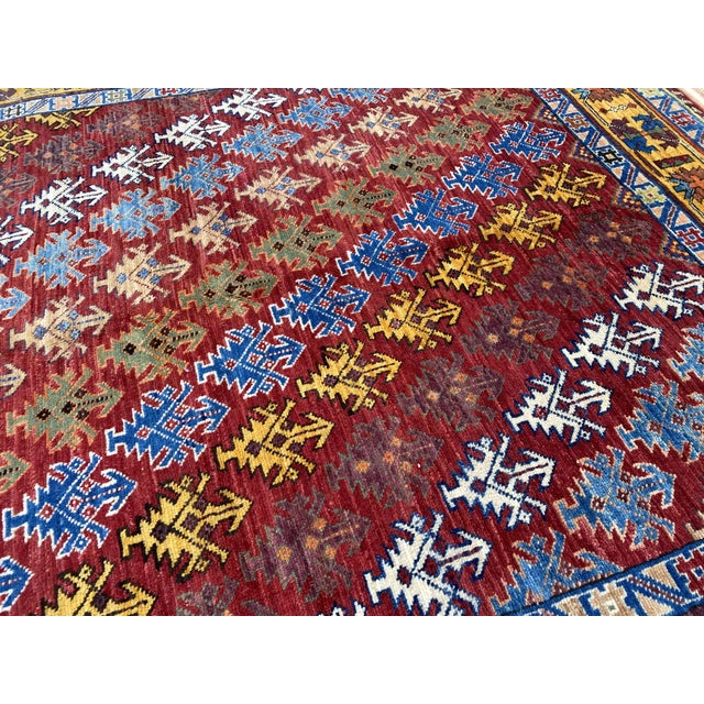 1980s Vintage Shirvan Wool Rug, Red Floral Sprig For Sale - Image 5 of 12