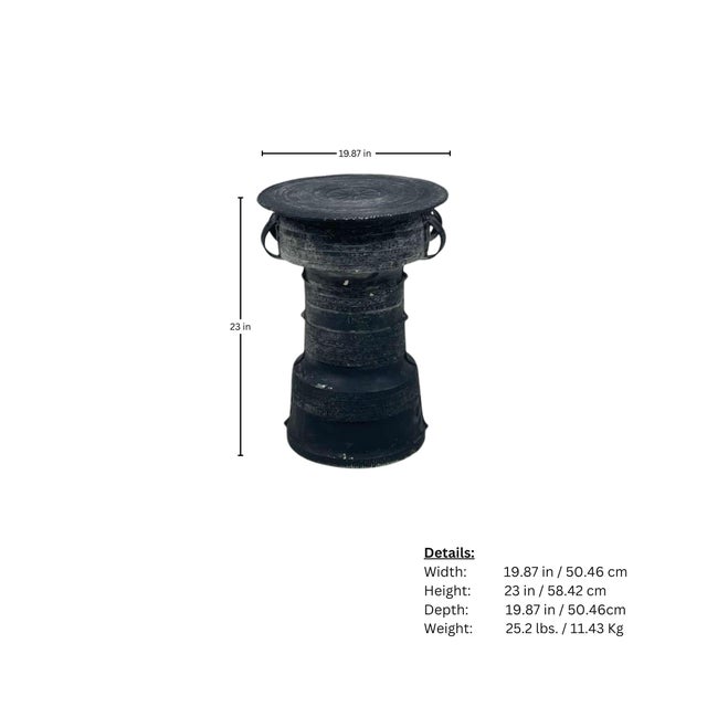 Late 20th Century Late 20th Century Frog Drum Metal Outdoor Side Table - Large For Sale - Image 5 of 5