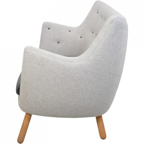 Poet Sofa in Grey Fabric and Black Leather by Finn Juhl, 2020 For Sale - Image 13 of 17